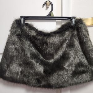 BEAUTIFUL SOSKEN FAUX FUR SHRUG BOLERO IN CHARCOAL GRAY ONE SIZE